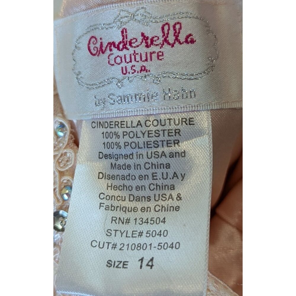 Cinderella Couture Girl size 14 Blush Pink Lace Rhinestone Formal Pageant Glam - Picture 11 of 16